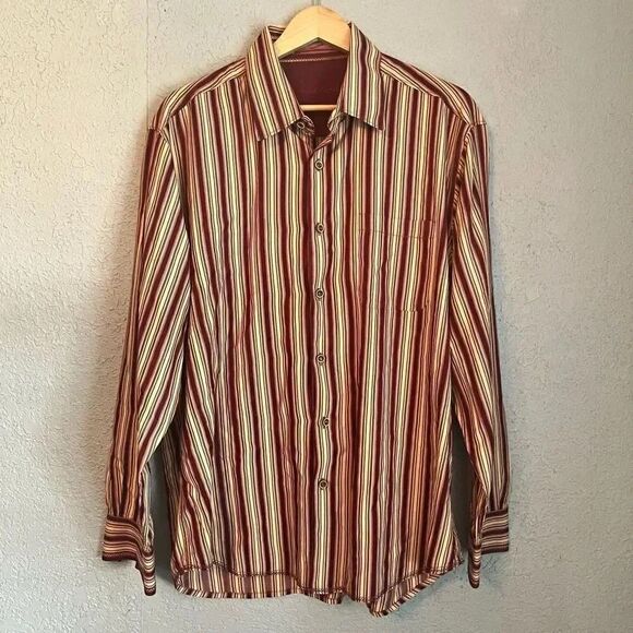 Tommy Bahama Mens Silk Long Sleeve Burgundy Button down Size Large - Picture 1 of 7